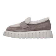 Suede and wool mocassins Grenelle MOK FUR Voile Blanche , Gray , Dames