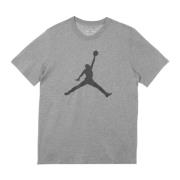 Jumpman Crew T-shirt Carbon Heather/Zwart Jordan , Gray , Heren