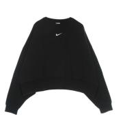 Oversize Crewneck Sweatshirt Zwart/Wit Nike , Black , Dames