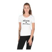 Witte Katoen Spandex T-Shirt Love Moschino , White , Dames