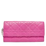 Pre-owned Leather wallets Dior Vintage , Pink , Dames