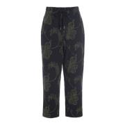 Geborduurde Leaf Broek Zwart/Donker Bos Bitte Kai Rand , Black , Dames