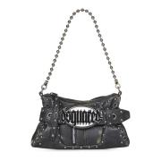 Zwarte Leren Clutch Riem Schoudertas Dsquared2 , Black , Dames