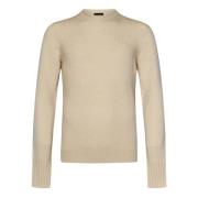 Beige Crew Neck Cashmere Sweater Drumohr , Beige , Heren