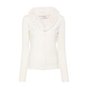 Beige Gebreide Cardigan met Faux-Fur Kraag Blugirl , White , Dames