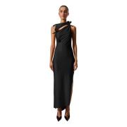 Zwarte Asymmetrische Bloem Jurk Coperni , Black , Dames