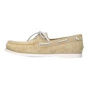 Beige Suede Boat Loafers Ralph Lauren , Beige , Heren