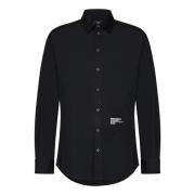 Zwarte Katoenen Poplin Shirt met Lettering Dsquared2 , Black , Heren