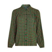 Edith Blouse Lange Mouw Valley King Louie , Green , Dames