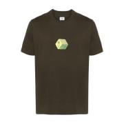 Korte Mouw Grafische Print T-Shirt C.p. Company , Green , Heren