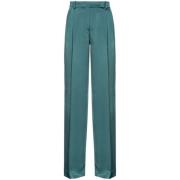 Groene Satijnen Flared Broek Pinko , Green , Dames