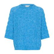 Blauw Melange Gebreide Pullover Trui Kaffe , Blue , Dames