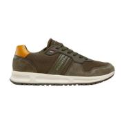 Groene Textiel PU Leren Sneakers Tommy Hilfiger , Green , Heren