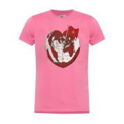 Roze Logo Print Jersey T-shirt Vivienne Westwood , Pink , Heren