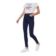 Blauwe Skinny Jeans met Hoge Taille en Geborduurd Logo Tommy Jeans , B...