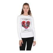 Witte Katoen Spandex T-Shirt Love Moschino , White , Dames