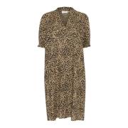 Korte mouw dierenprint jurk Kaffe , Beige , Dames