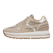 Suede and fabric sneakers Maran Power Voile Blanche , Beige , Dames