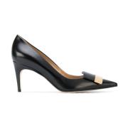 Zwarte leren pumps met hak Sergio Rossi , Black , Dames