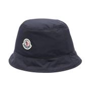 Blauwe Omkeerbare Logo Patch Muts Moncler , Blue , Heren