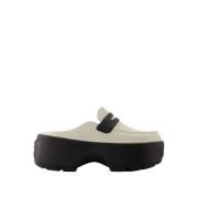 Stijlvolle Linen Black Slip-On Mules Crocs , Gray , Dames