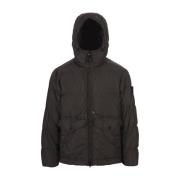 Grijze Hooded Donsjas Lichtgewicht Nylon Stone Island , Gray , Heren