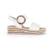 Beige Leren Sandalen Comfortabele Ronde Vorm Gabor , Beige , Dames