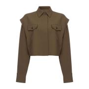 Bruine Stretch Klassieke Kraag Shirt Pinko , Brown , Dames