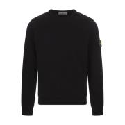 Zwarte Crew-neck Sweatshirt met Badge Stone Island , Black , Heren