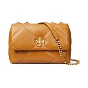 Leren schoudertas met diamantstiksel Tory Burch , Brown , Dames