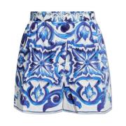 Shorts met Majolica-patroon Dolce & Gabbana , Blue , Dames