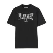 Logo Print Crew Neck T-shirt Palm Angels , Black , Heren