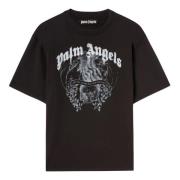 Zwart Bedrukt Logo T-shirt Italië Palm Angels , Black , Heren