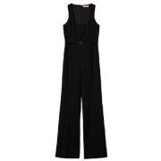 Flare Jumpsuit met Oval T Bandje Twinset , Black , Dames