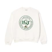 Biologisch Katoenen Sweatshirt met Krokodillenlogo Lacoste , White , H...