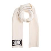 Wollen sjaal met logo borduursels Moschino , White , Dames