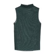 Doorschijnende Mouwloze Top met Strass Pinko , Green , Dames