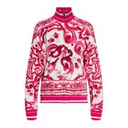 Sweatshirt met Majolica-patroon Dolce & Gabbana , Pink , Dames