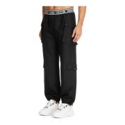 Logo Broek met Elastische Taille Versace Jeans Couture , Black , Heren