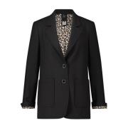 Animal-Print Blazer Stijlvol Trendy Design Marc Cain , Black , Dames