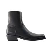 Pre-owned Leather boots Versace Pre-owned , Black , Heren