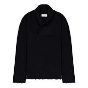 Sweater met Shawl Neck van Wol Italië Laneus , Black , Heren