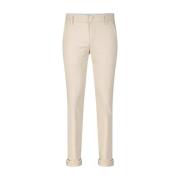 Slim Fit Viscose-Mix Broek Dondup , Beige , Heren