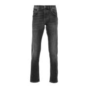 Zwarte Slim Fit Stretch Katoenen Jeans PT Torino , Black , Heren