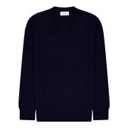 V-hals Merino Cashmere Trui Laneus , Blue , Heren