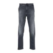 Grijze Tapered Katoenen Broek Vervaagd Effect PT Torino , Gray , Heren