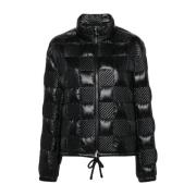 Zwarte Gewatteerde Gevoerde Jas Moncler , Black , Dames