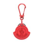 Rode Leren Sleutelhanger met Logo-Embossing Moncler , Red , Heren