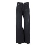 Zwarte Denim Wide Leg Jeans Armarium , Black , Dames