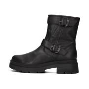 Zwarte Leren Gesp Boots Red Rag , Black , Dames